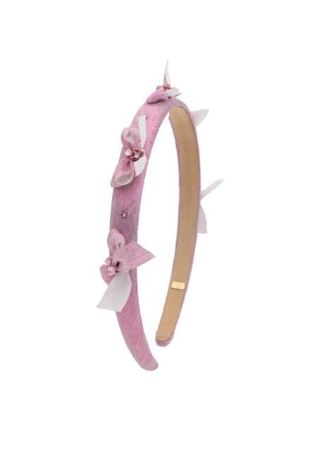Crystallized Metallic Bow Headband - Hot Pink