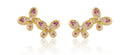 Pave Multicolor Double Butterflies Pink Earrings