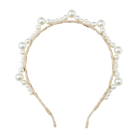 Triple Cluster Pearl Headband - Off White