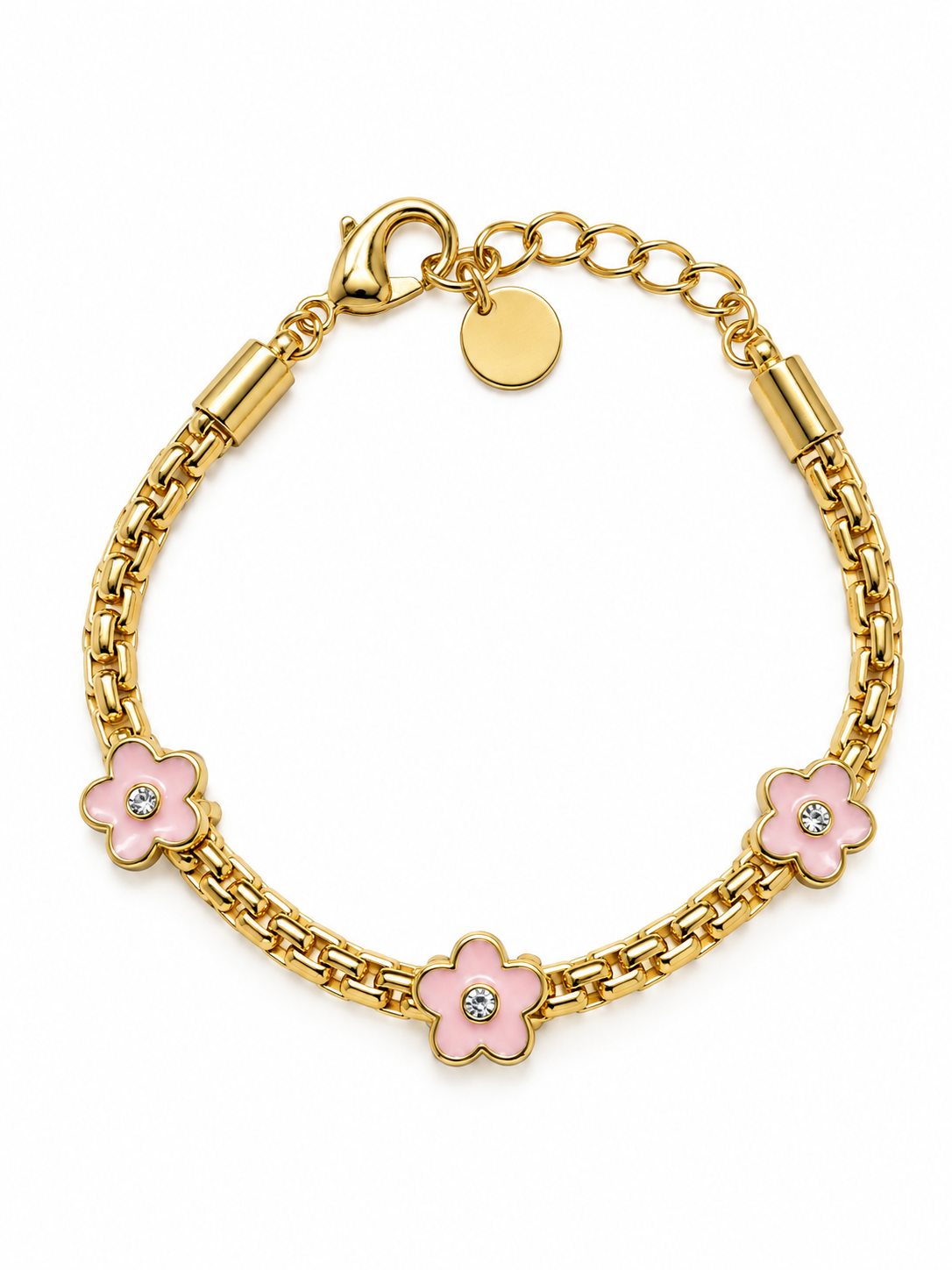 Three Pink Flowers Bracelet