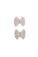 Velvet Pleated Butterfly Bow Clip Set - Taupe