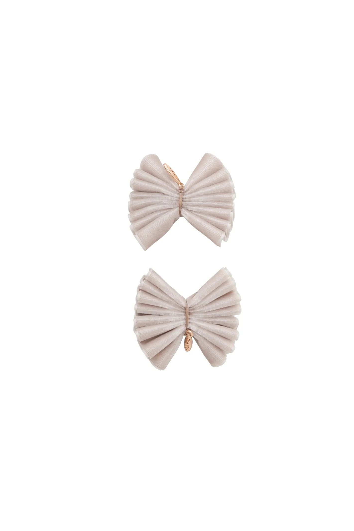 Velvet Pleated Butterfly Bow Clip Set - Taupe