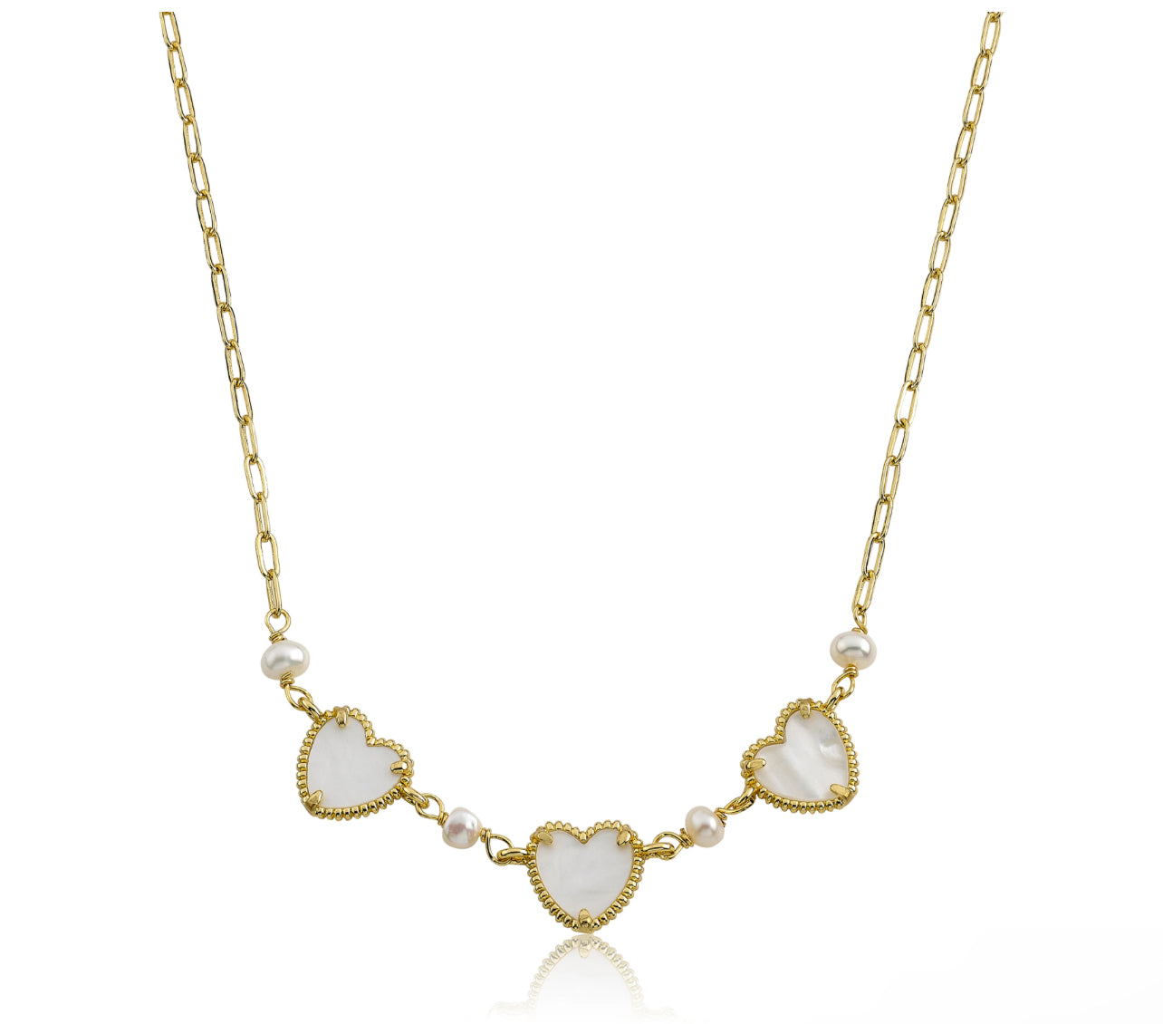 Mother Of Pearl Heart Necklace - White