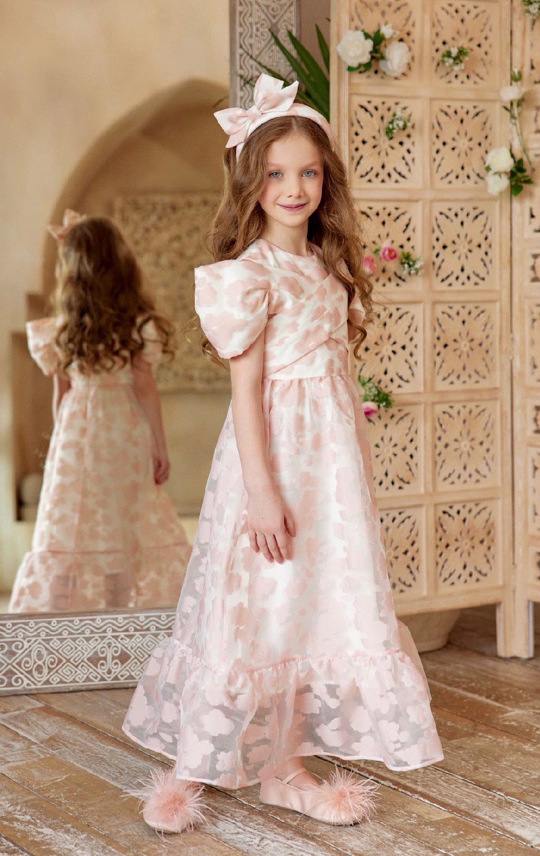 Long Blush Pink Organza Dress
