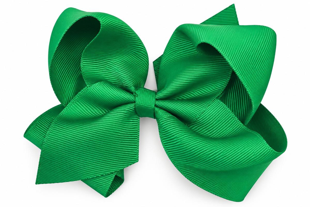 Rhinestone Grosgrain Bow - Green