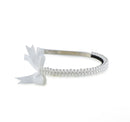 Molly Double Strand Pearl Grosgrain Bow Headband - White