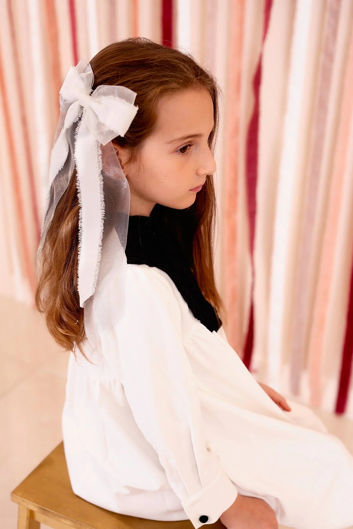 Primrose Princess Long Tail Bow Clip - White