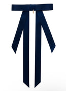 Piper Bow Long Satin Clip - Navy