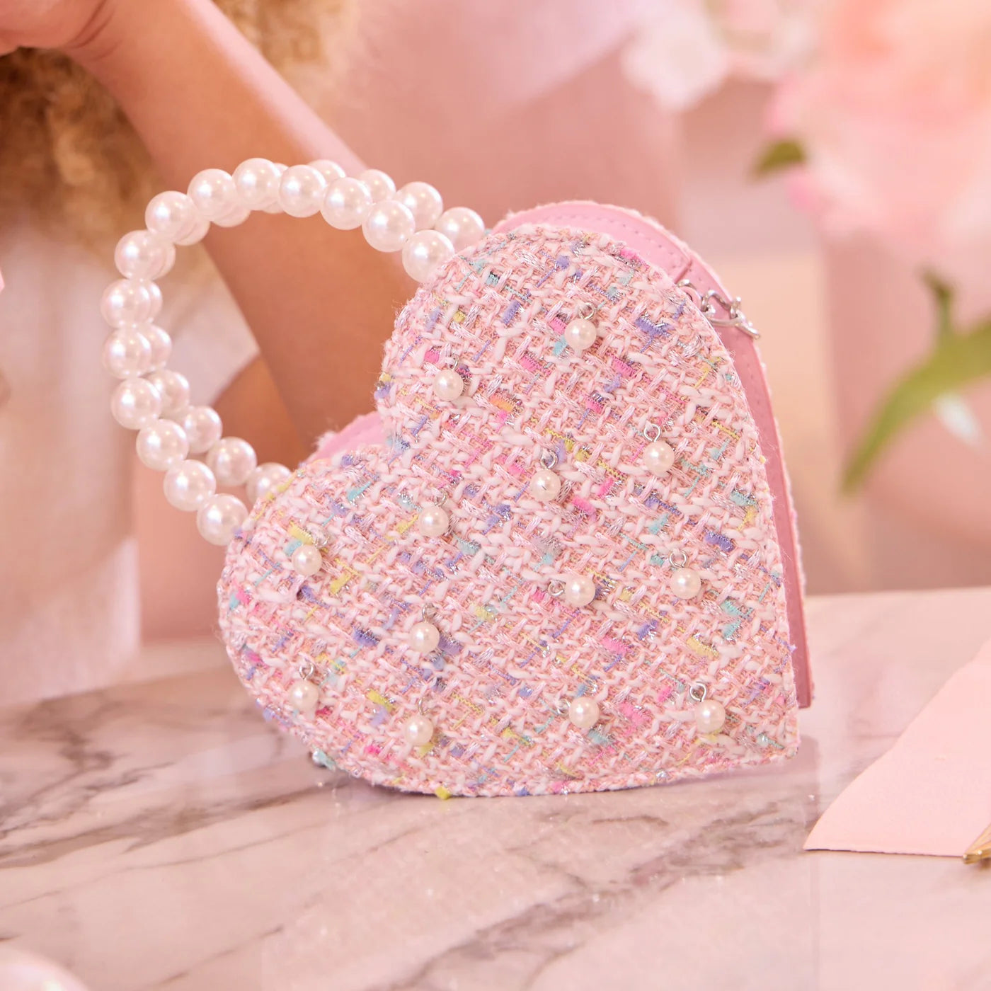 Heart Tweed Crossbody