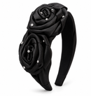 Black Satin Rose Rhinestone Headband