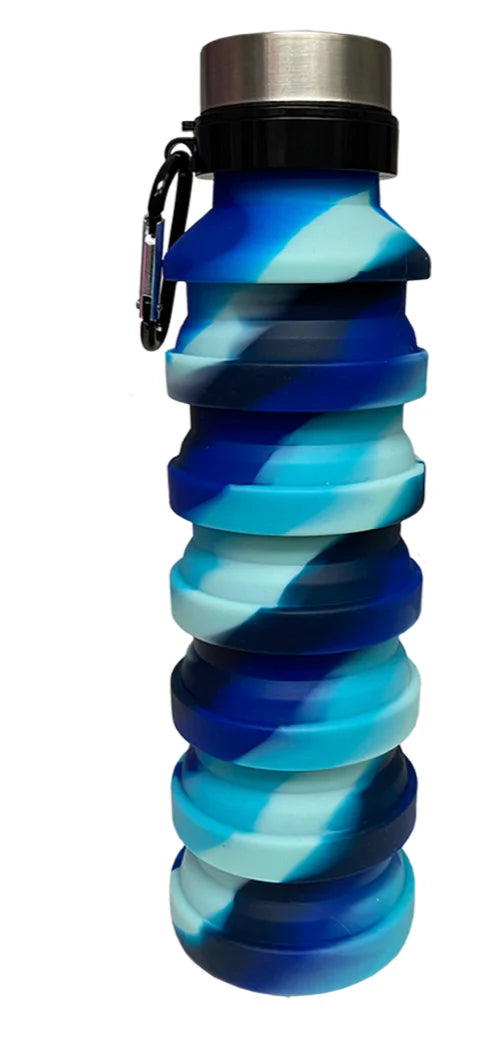 Ocean Waves Silicone Collapsible Water Bottle