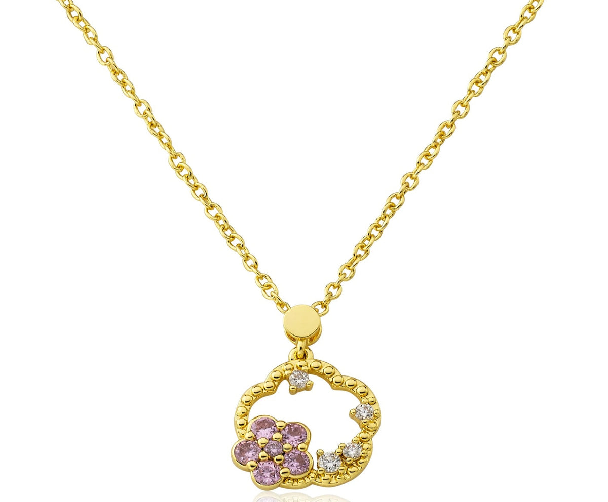 Crystal Pink Flower Necklace