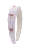 Padded Bow Crystal Headband - Lila