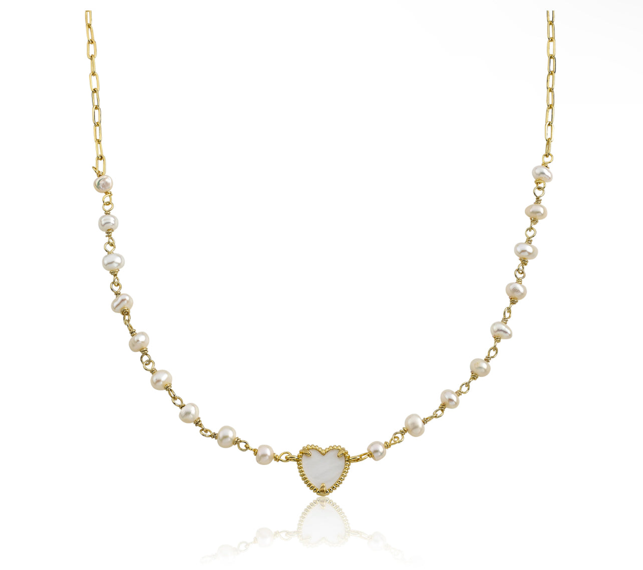 Mother Of Pearl Heart Necklace - White