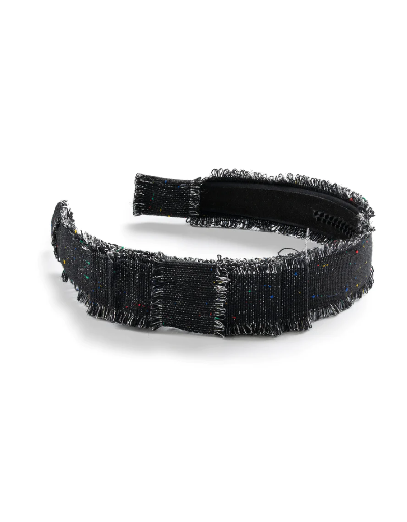 Sweetie Linen Fringe Headband - Black