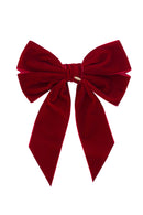 Oversized Bow Velvet Clip - Dark Red