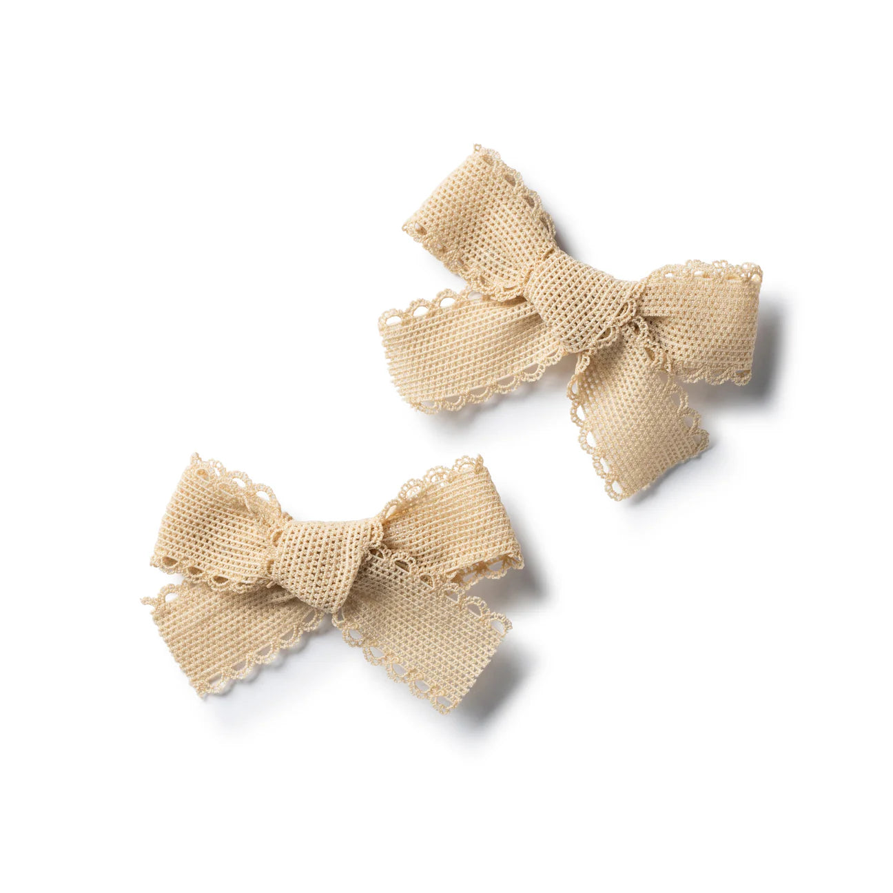 Sweets Lace Double Bow Clip Set - Oatmeal