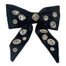 Velvet Jewel Tail Bow Clip - Black