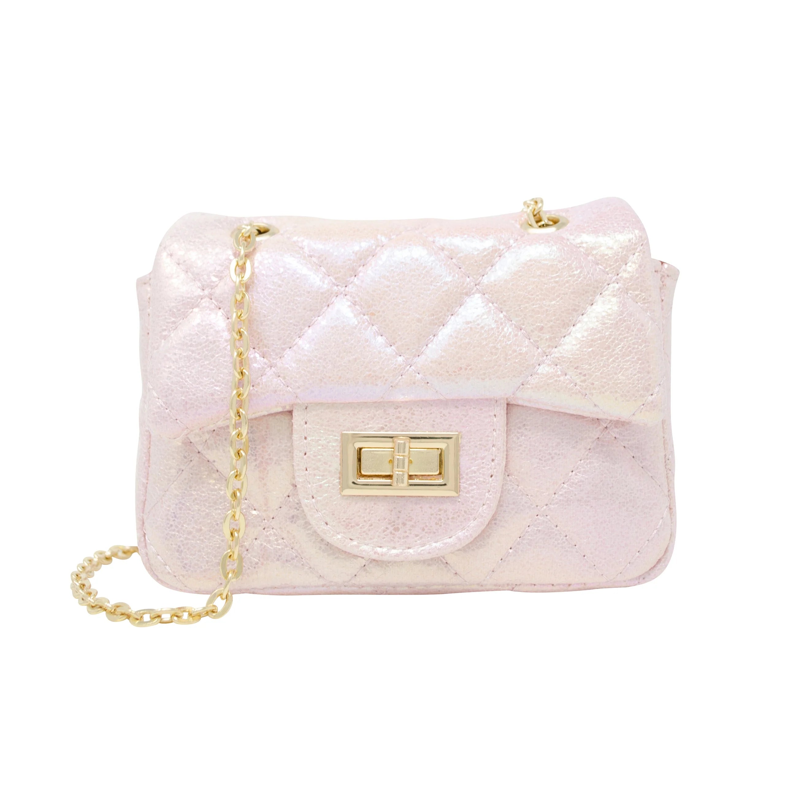 Classic Shiny Quilted Handbag - Pearl
