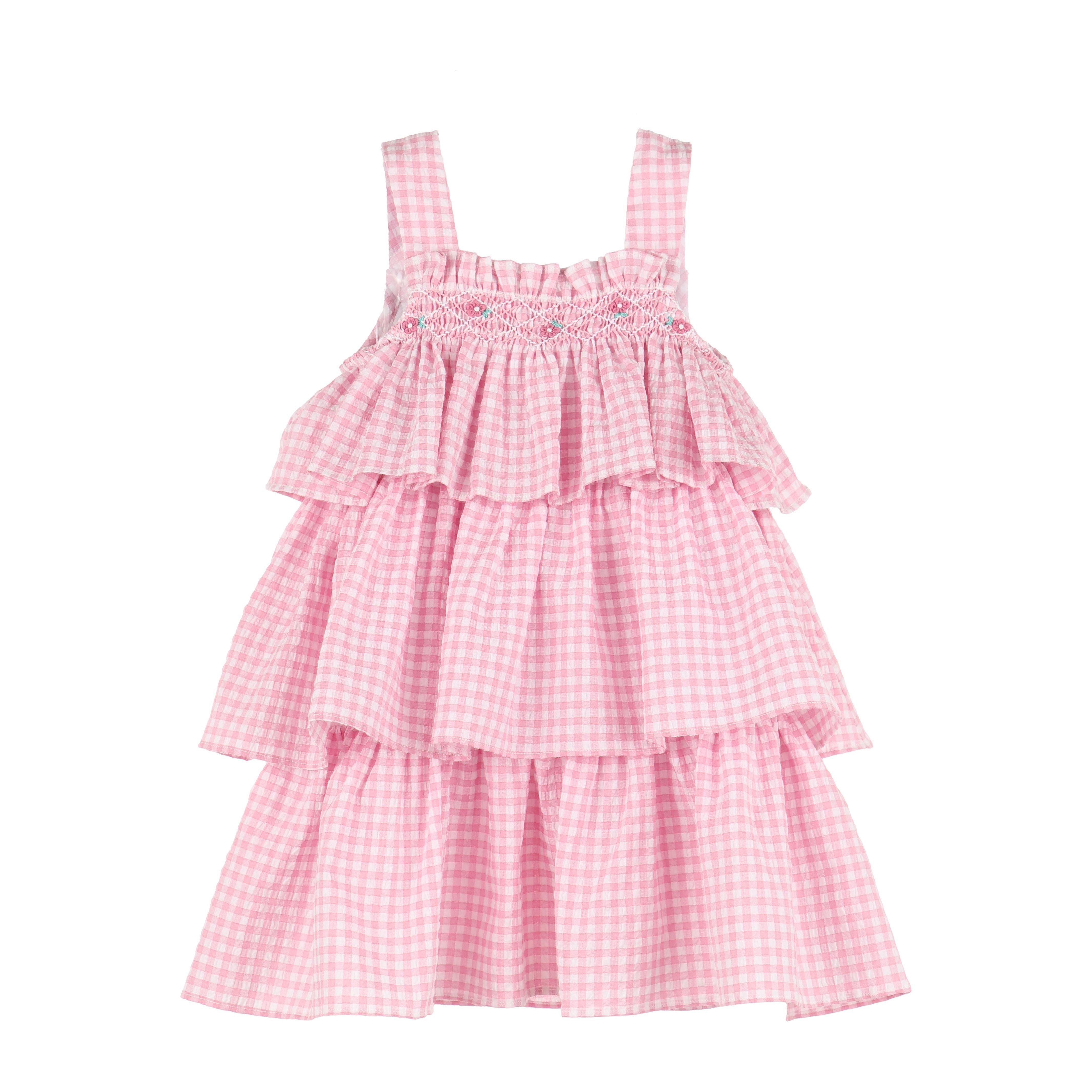 Pink Small Squares Baby Dress