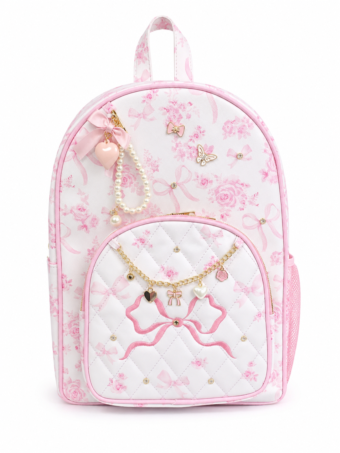 Deluxe Backpack, Floral Bow (Pink)