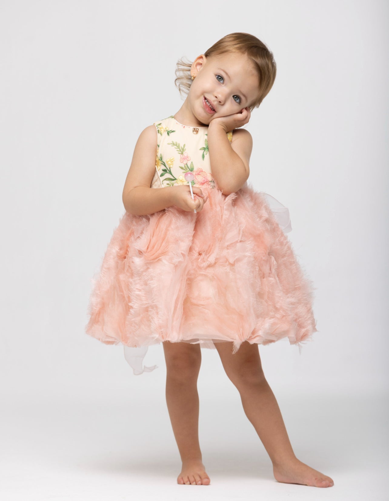 Pink Feathers Baby Dress