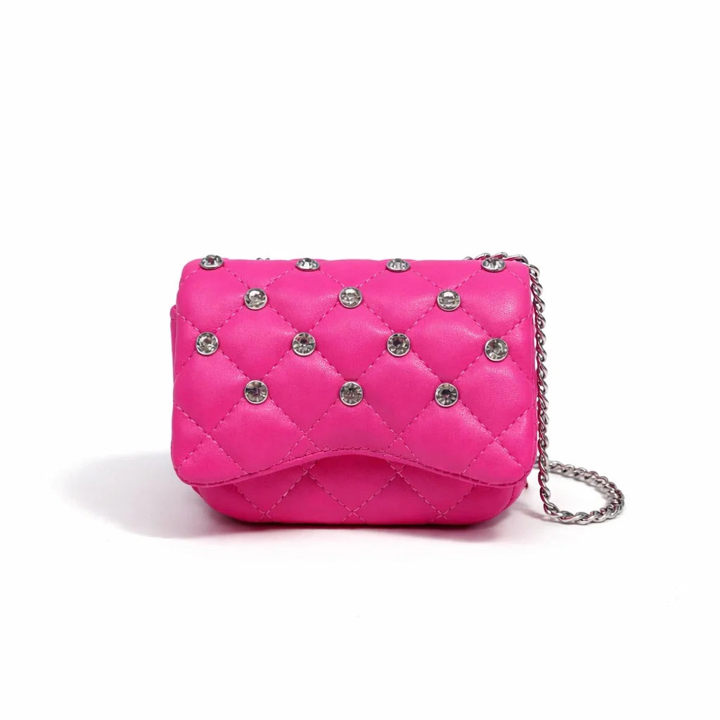 Tiny Crystal Stud Handbag Hot Pink