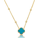 Plated Turquoise Clover Necklace