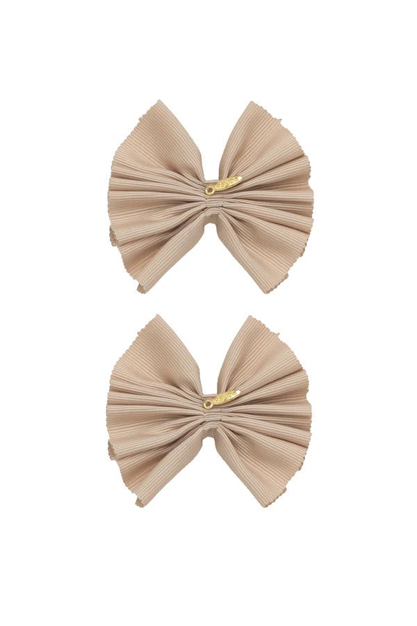 Pleated Palm Piggies Clip Set - Vanilla