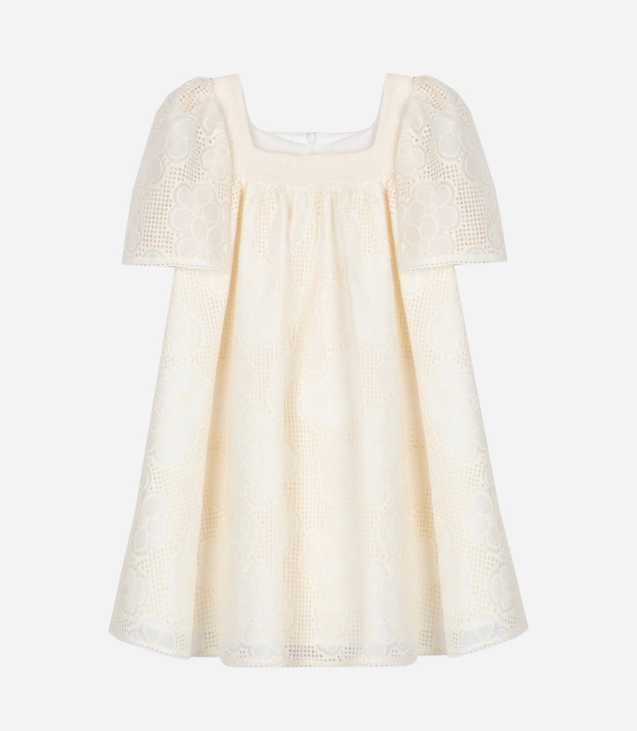 Elegant Beige Floral Patterned Dress