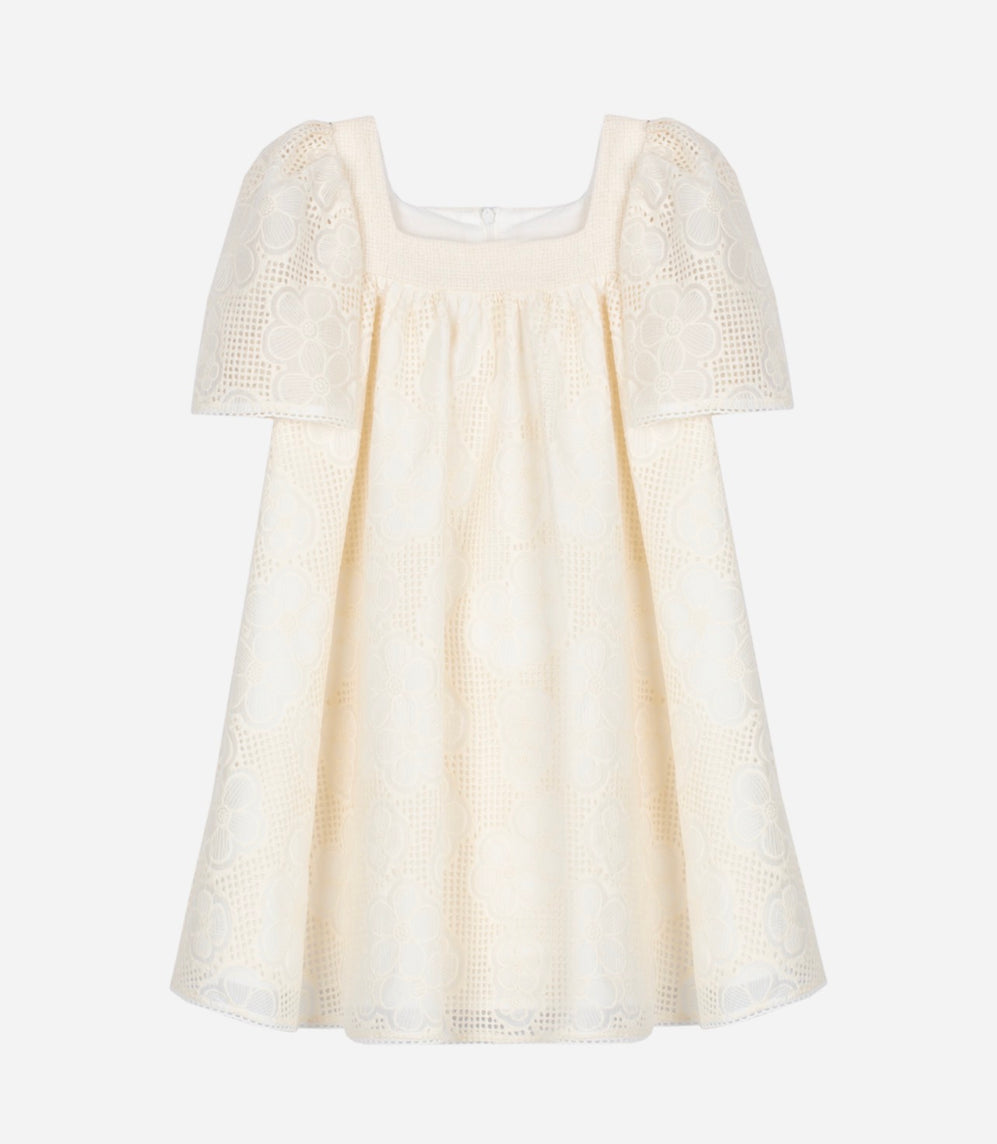 Elegant Beige Floral Patterned Dress