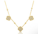 Three Pave Clover Pendants Necklace