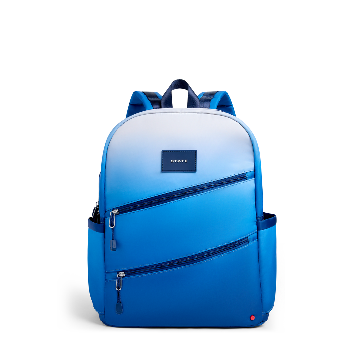 Kane Double Pocket Backpack Blue Gradient Diagonal Zipper