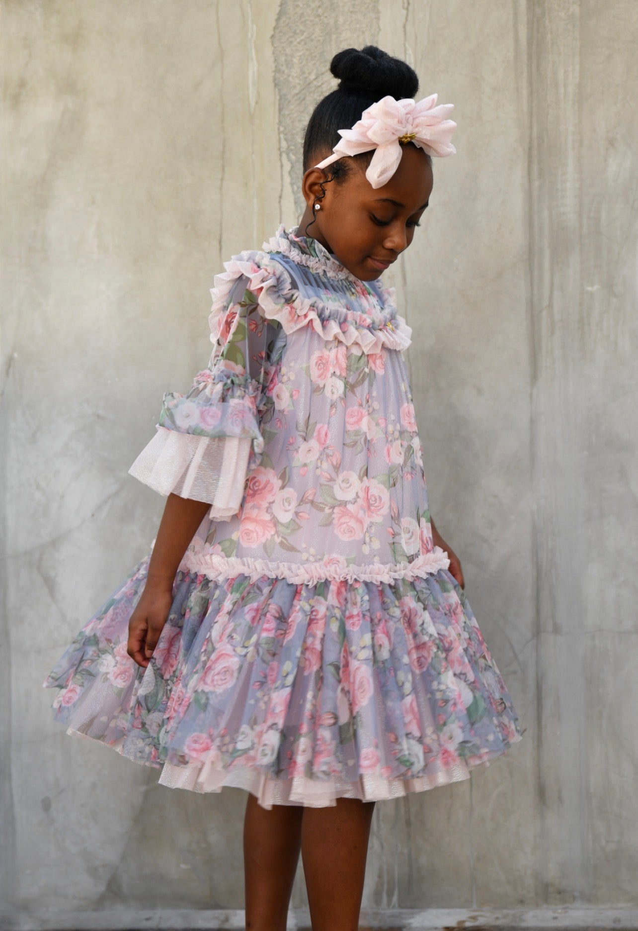 Katy Roses Print Tulle Dress