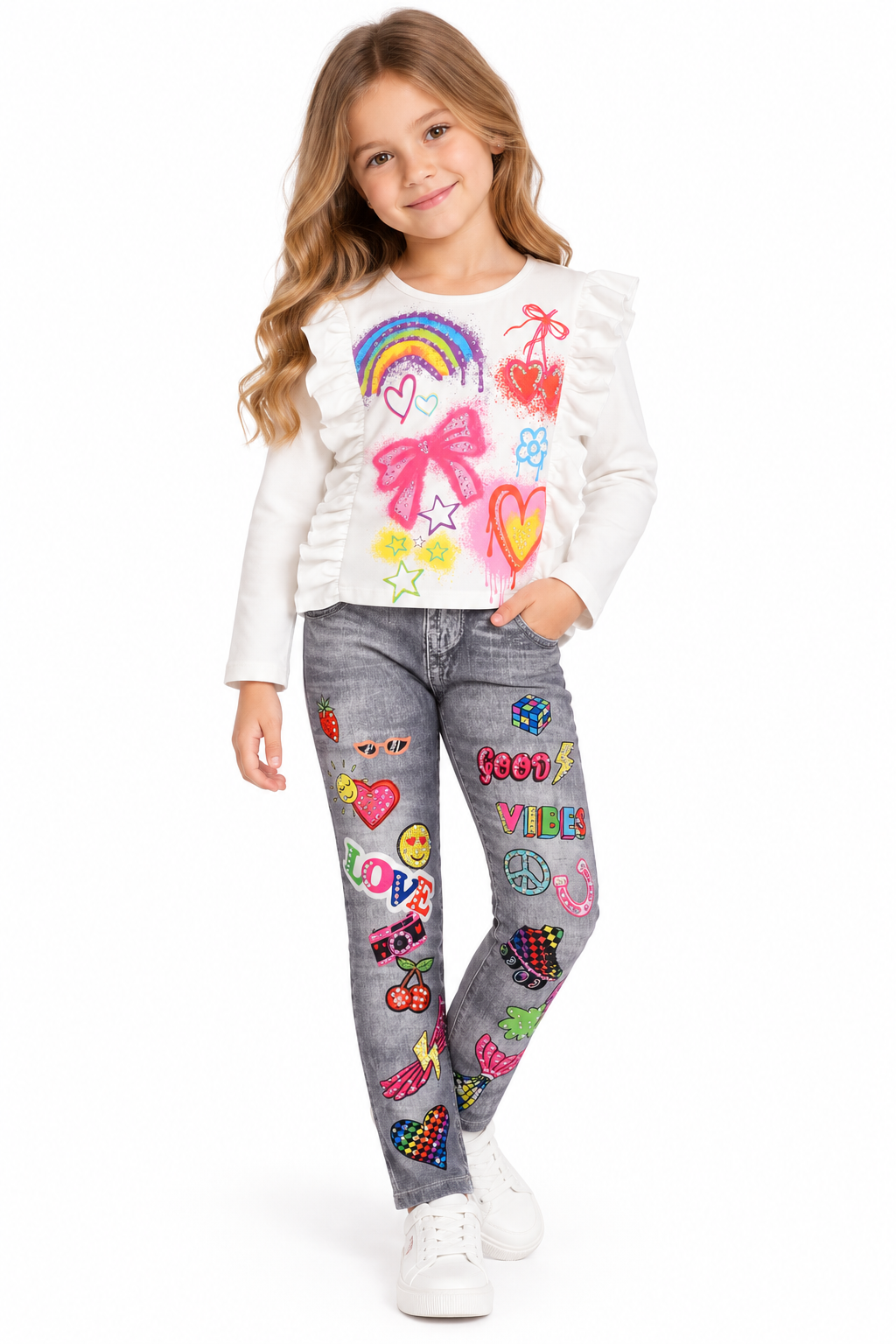 Ruffle Spray Denim Set