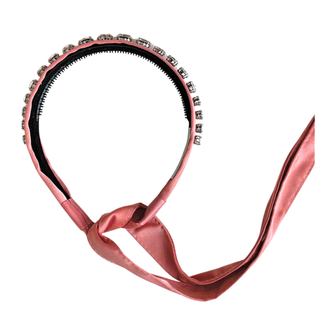 Isabella Embellished Tie Back Headband - Coral