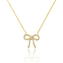 Gold Plated Cz Bow Necklace