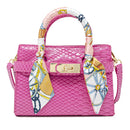 Crocodile Patent Scarf Handbag - Hot Pink