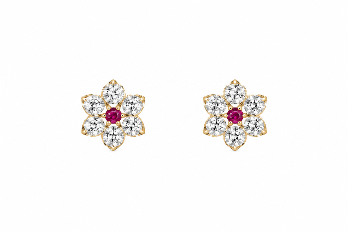 Small Hot Pink 14Kt. Earrings