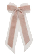 Primrose Princess Long Tail Bow Clip - Mushroom Taupe