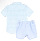 Blue Squared Shirt Baby Set