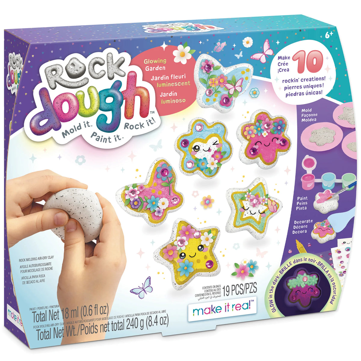 Rock Dough Glowing Garden Rock Painting And Molding Craft Kit