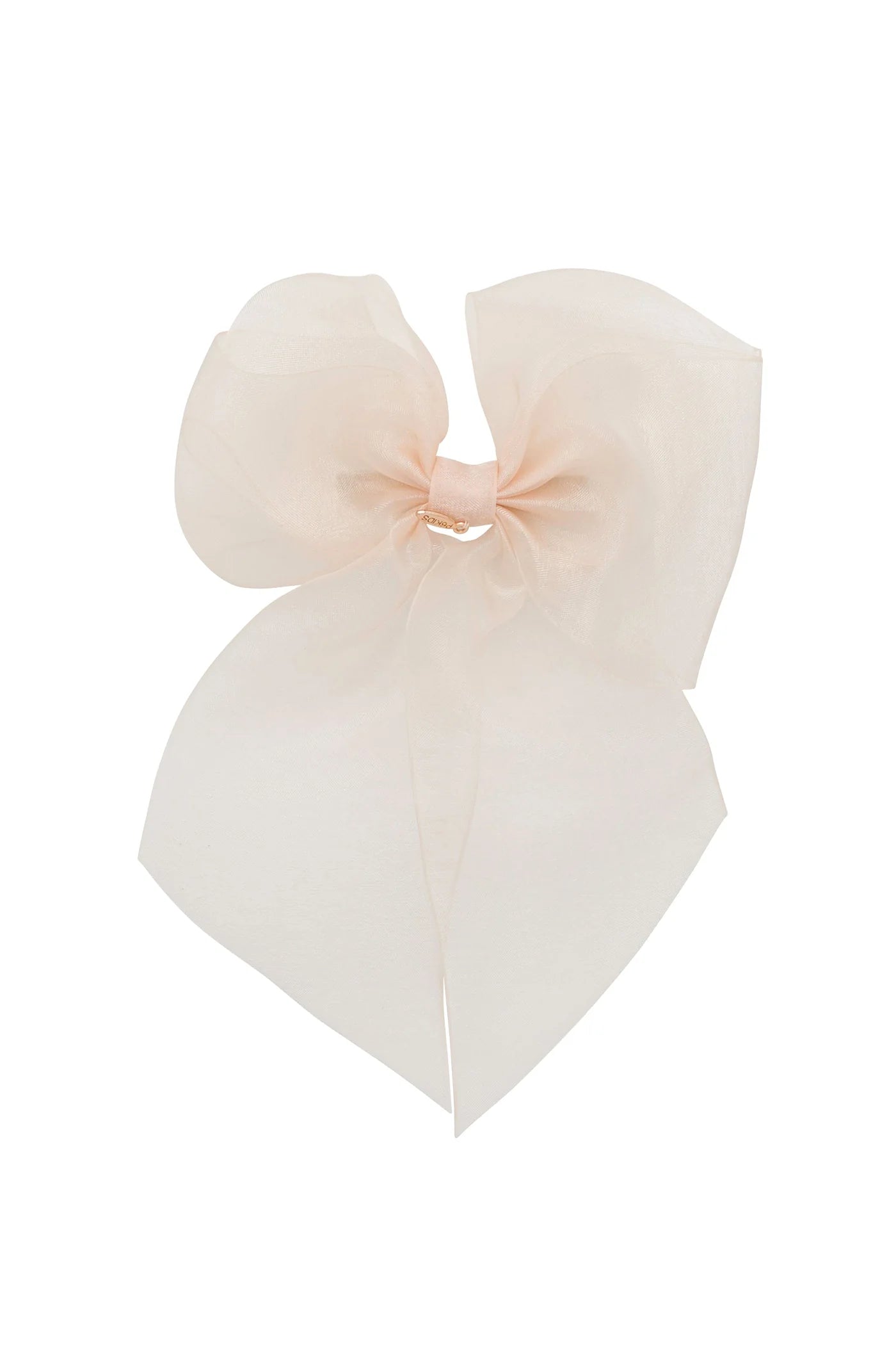 Oversized Organza Bow Clip - Palest Peach