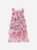 Pink Floral Print Girl Dress