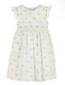 Swiss Floral Flutter Dress - Blue