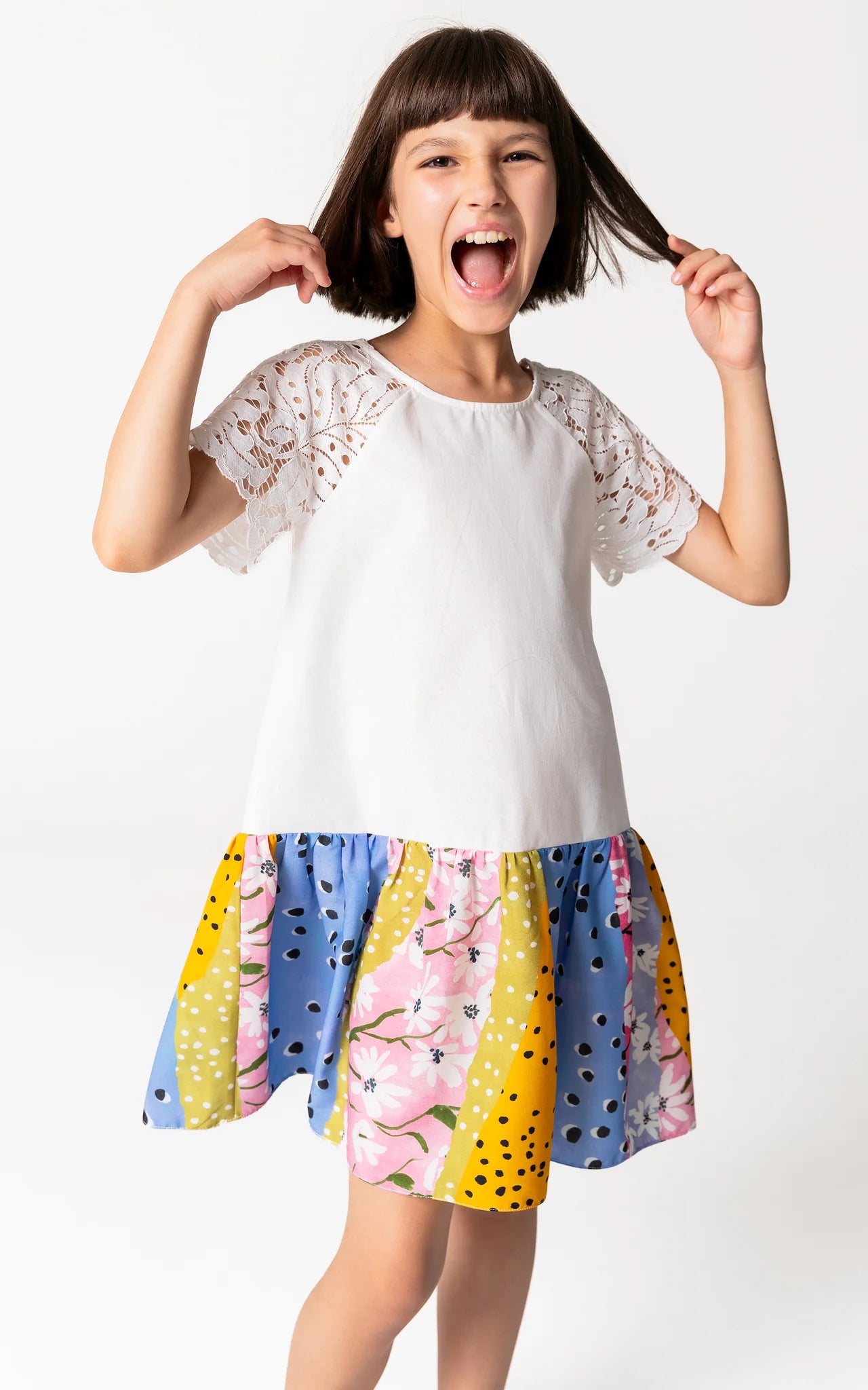 Off White And Flowers Dress