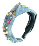 Multi Color Pearls On Light Denim