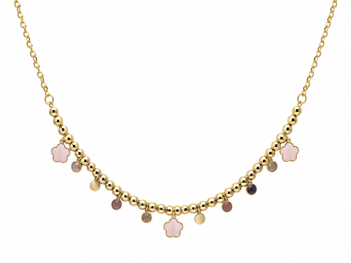 Pink Flowers Necklace