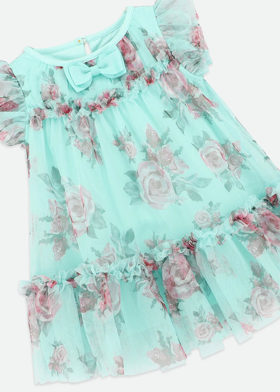 Rosebud Aqua Baby Dress