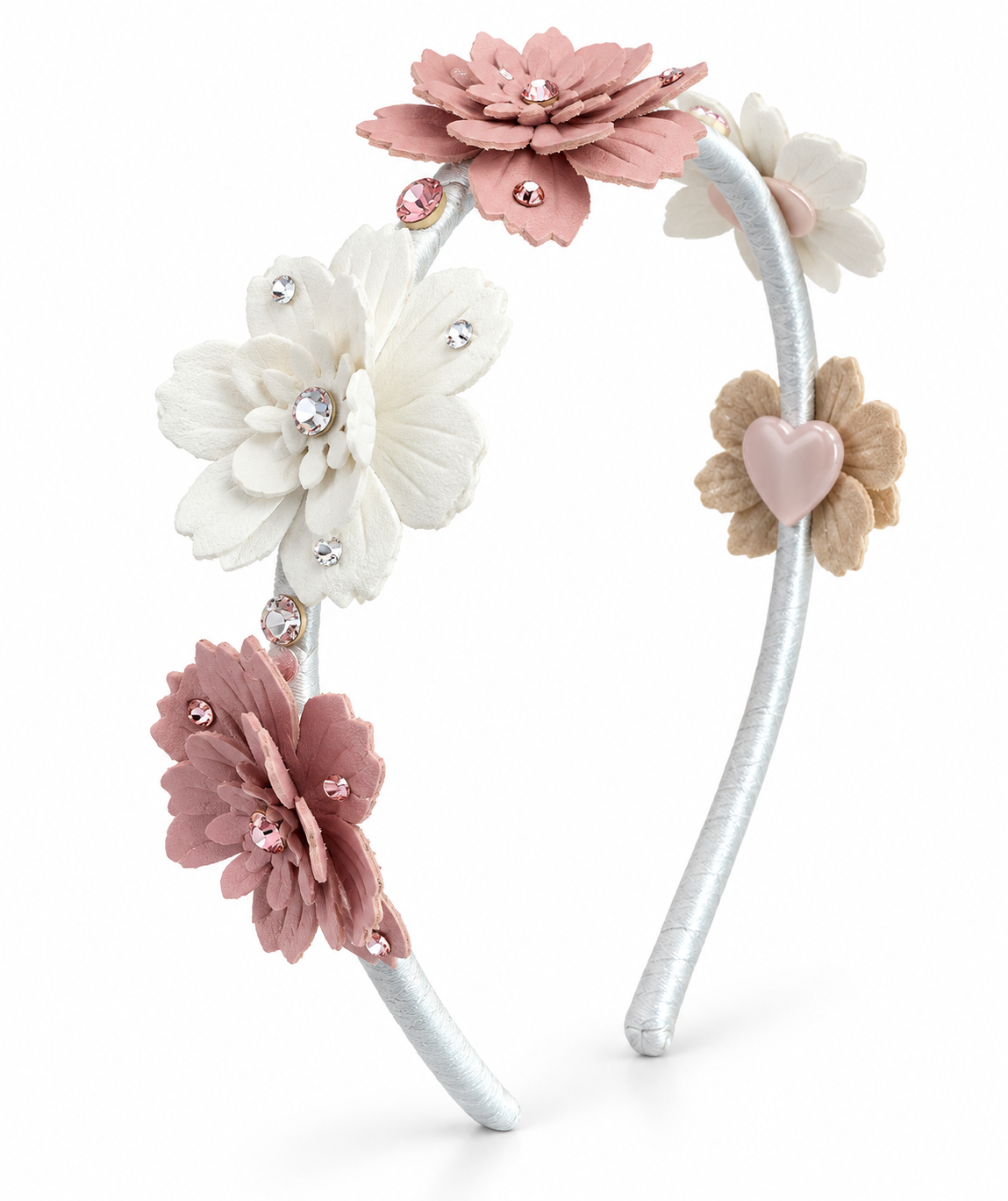 Dusty Pink & White Flowered Headband